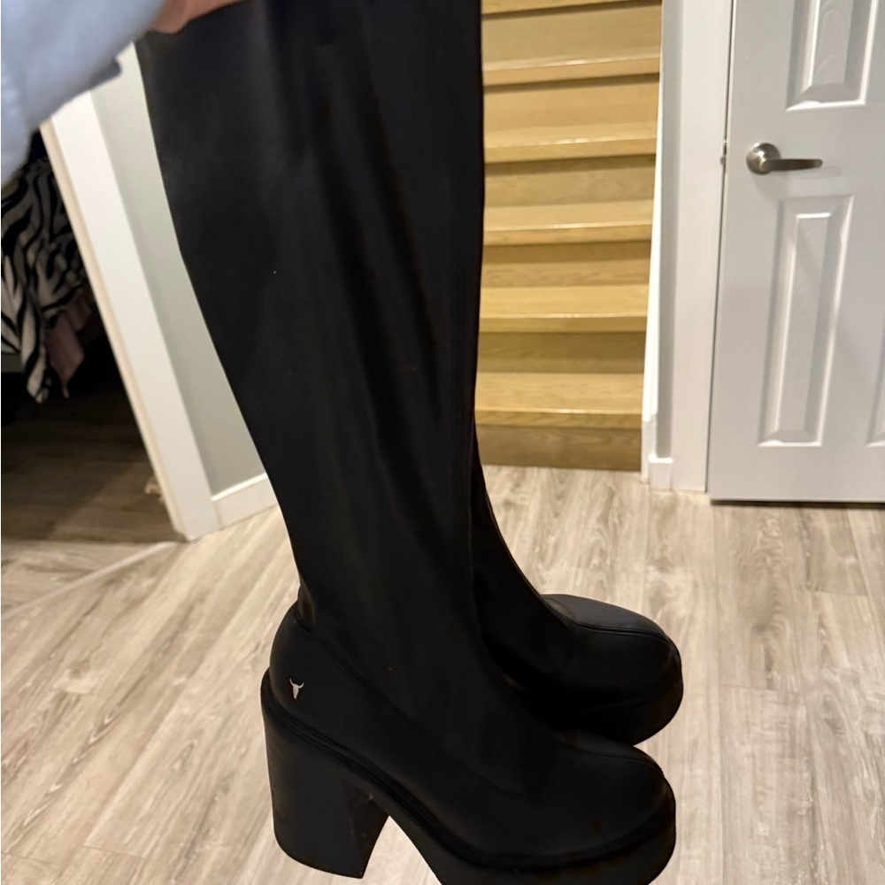 Windsor Smith Black Over-The-Knee Platform Boots
